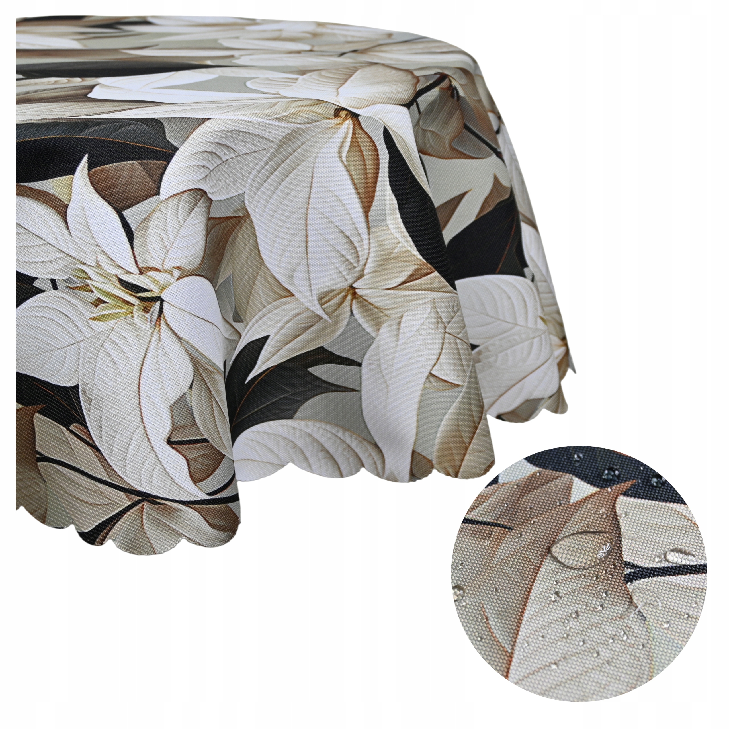 Obrus plamoodporny 140x200 Na stół owalny w kwiaty Owal z koła Wodoodporny