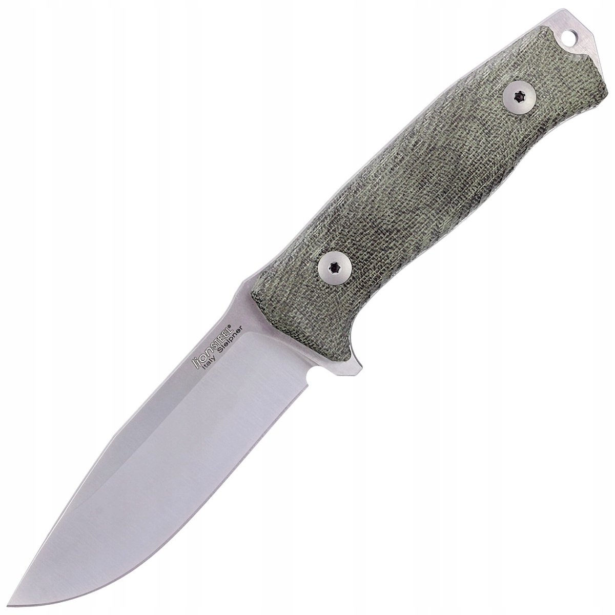 Nůž LionSteel M5 Green Canvas Micarta, Satin Blade Sleipner (M5 Cvg)