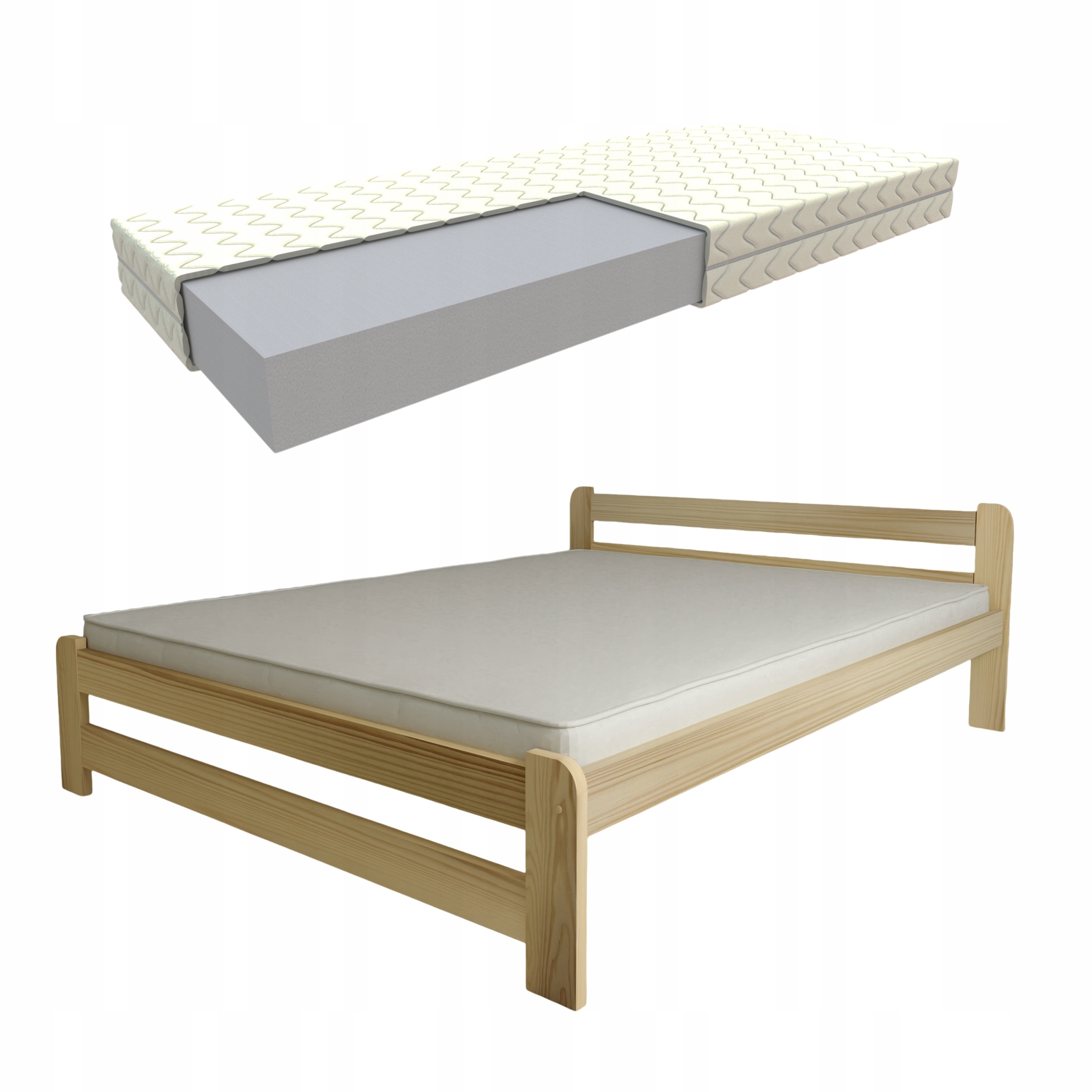 Dřevěné Dvojlůžko Borovice Euro 140x200 Pěnová Matrace Rošt