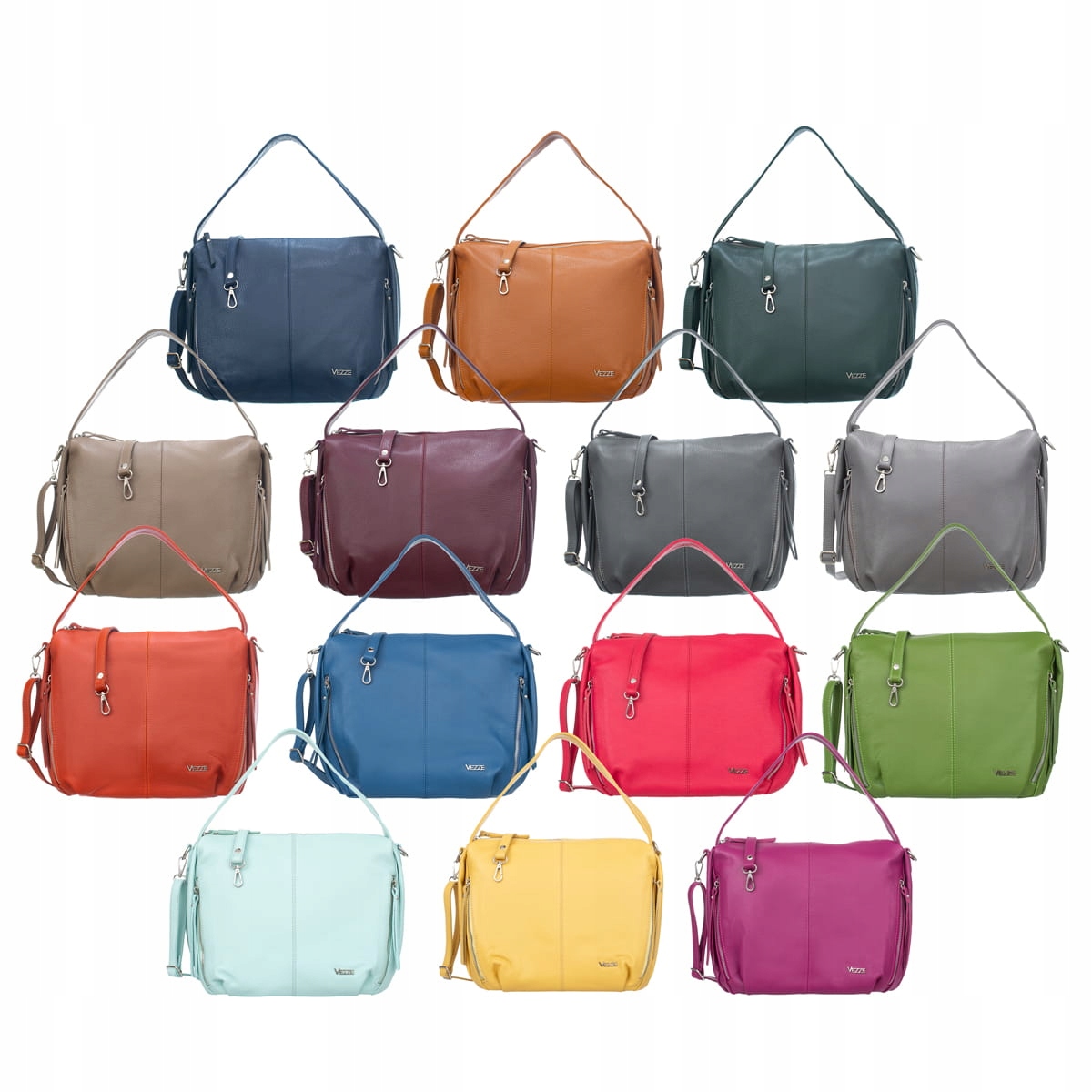 Torebka Skórzana Vezze Conta Żółta Wzór dominujący bez wzoru