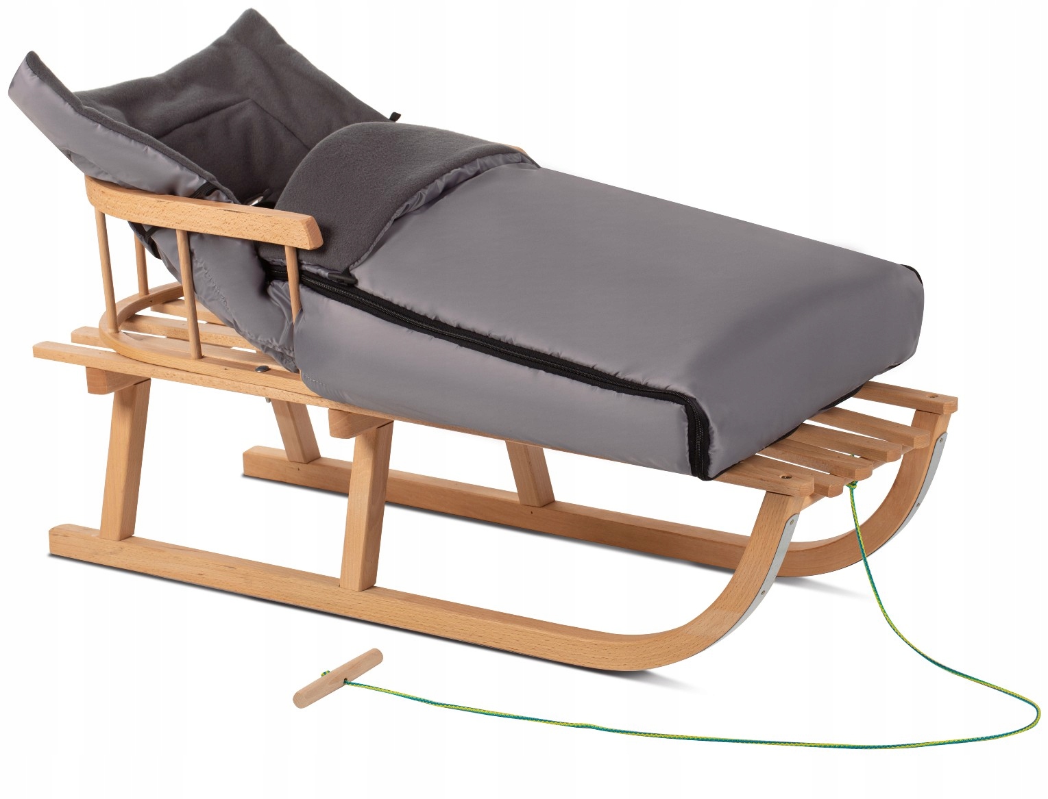 SANKI DREWNIANE dla dzieci z oparciem + śpiwór