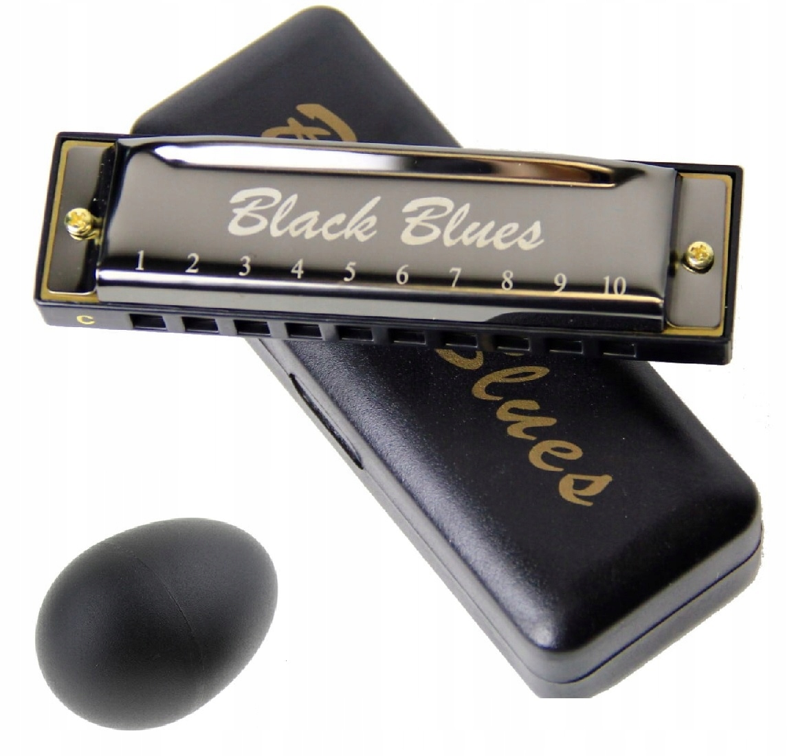 Harmonijka ustna BLACK BLUES C-DUR + MARAKAS