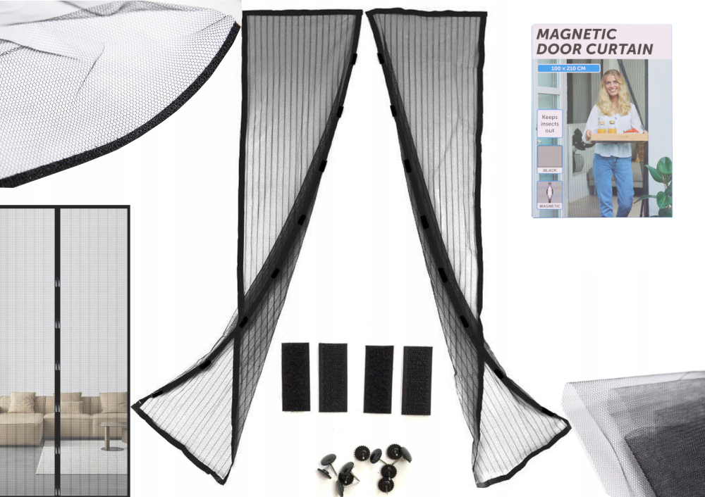 

Moskitiera Magnetyczna Na Drzwi Czarna 100x210 CM