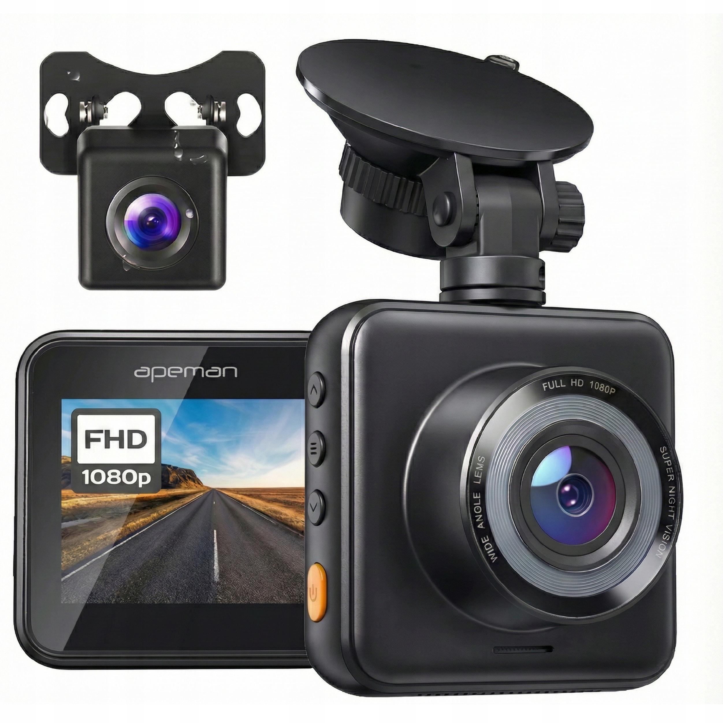 Kamera Samochodowa Wideorejestrator FullHD Hdr Przód Tył Kamera Cofania