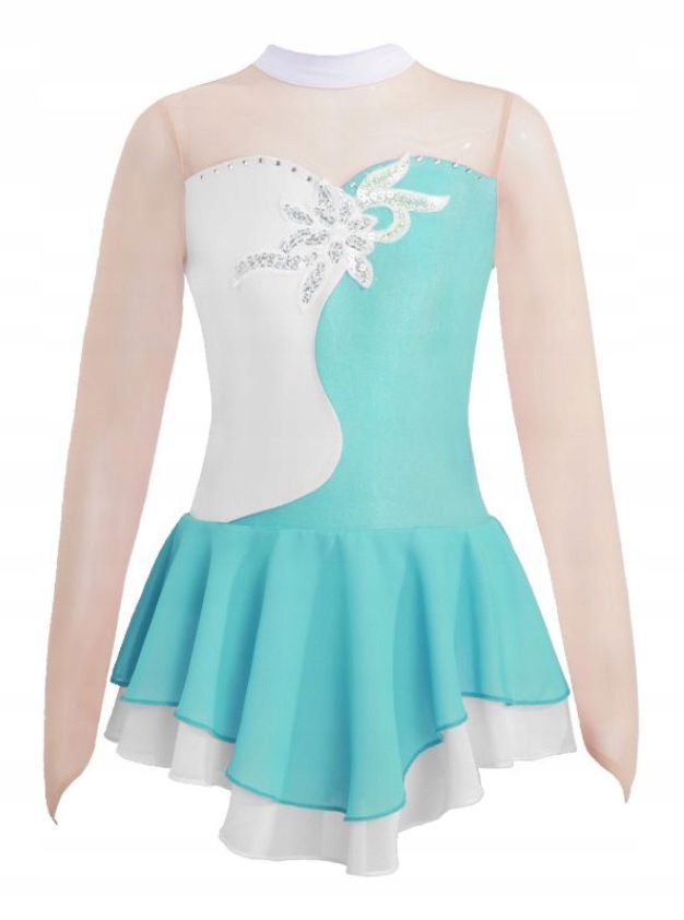 Šaty Body Balet Bruslení Gymnastika Bílá Modrá Tyrkysová 170/176