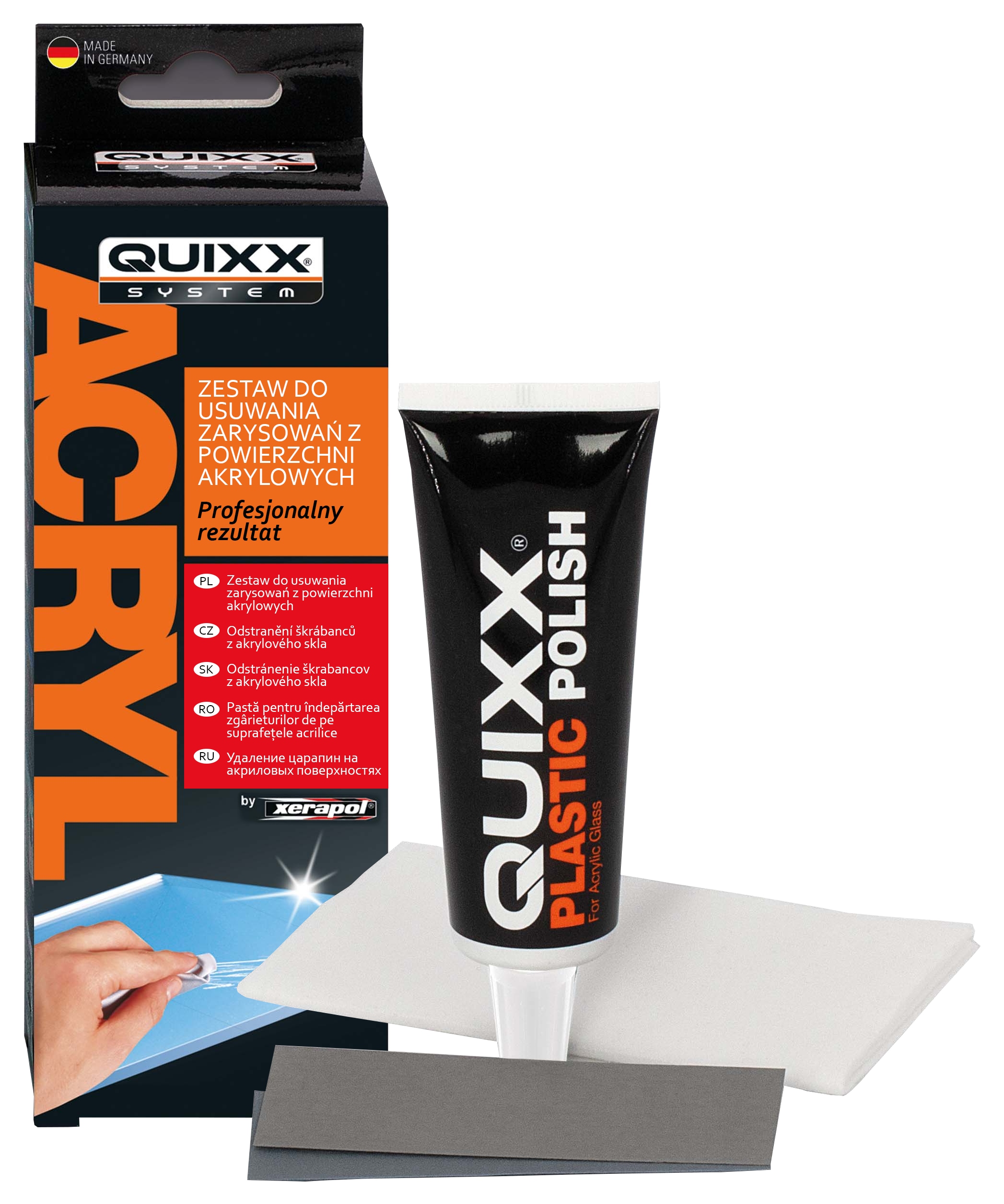 Quixx Zestaw Do Usuwania Zarysowań Z Powierzchni Akrylowych 50ml