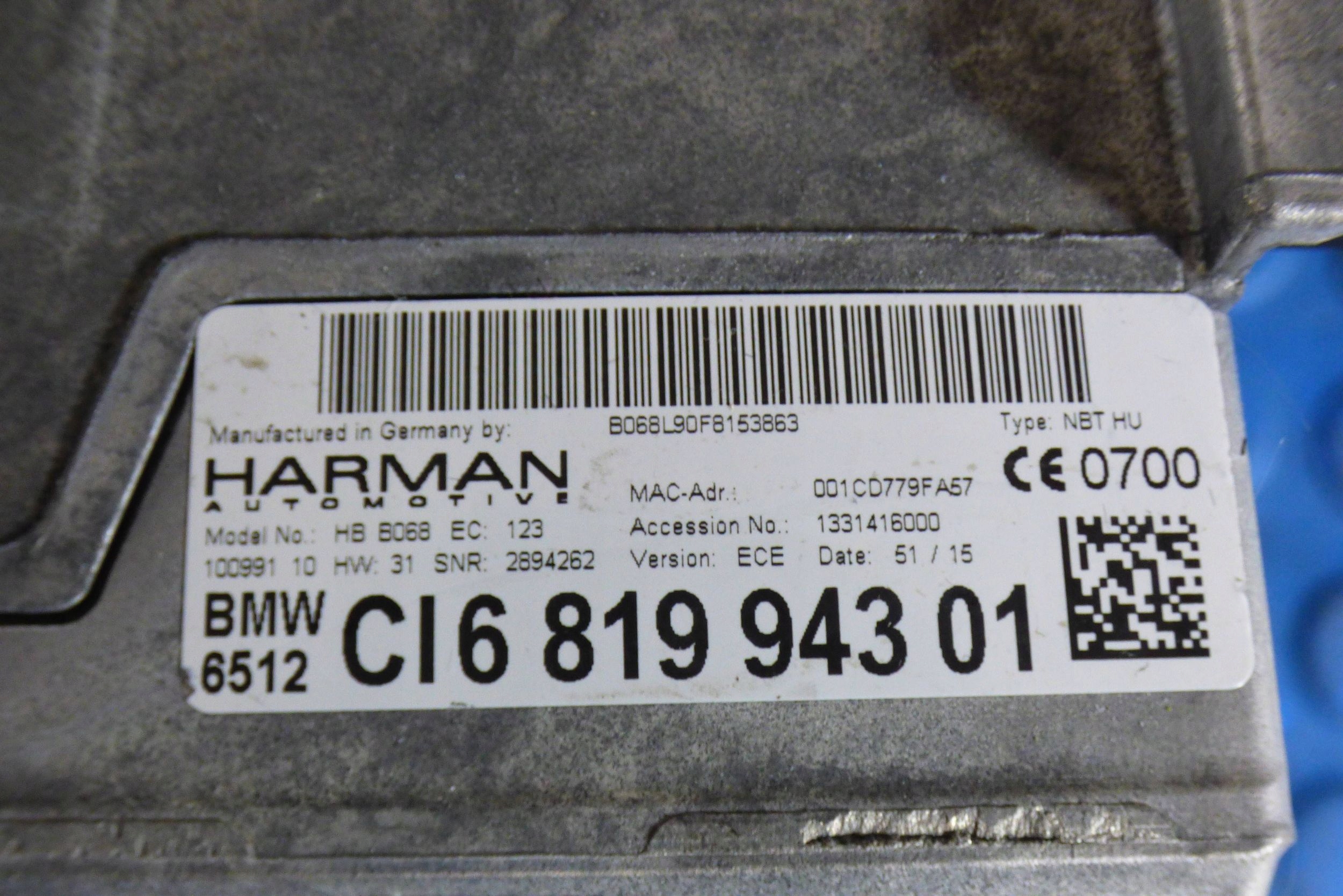 BMW 5 F10 radio Navigation 2239256 st.BDB