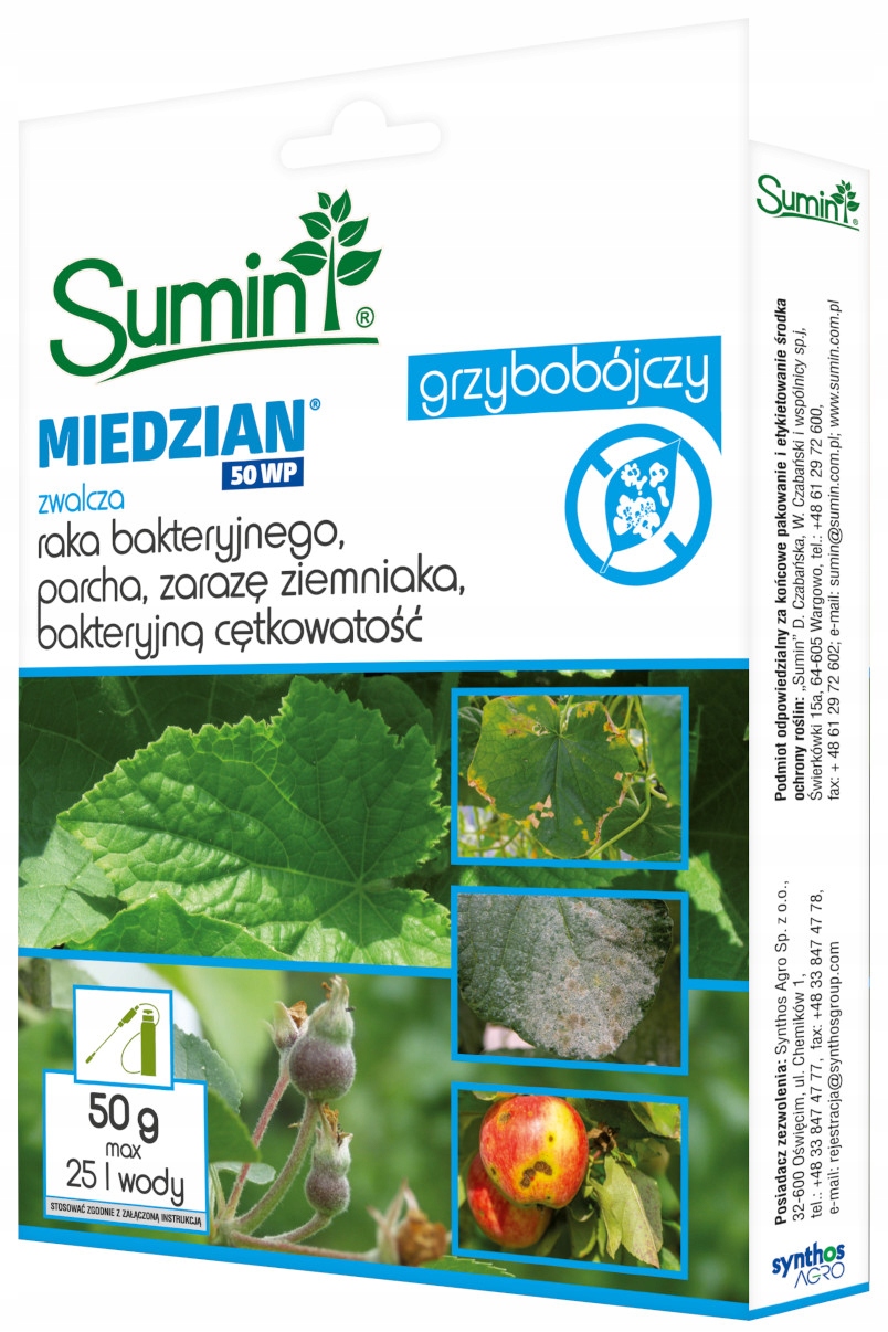 

Sumin Miedzian 50WP grzybobójczy zwalcza parch 50g