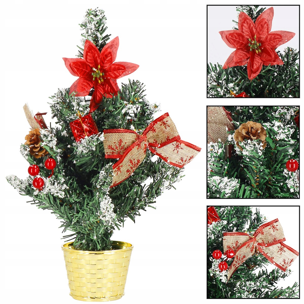 UBRANA CHOINKA SZTUCZNA OŚNIEŻONA Z OZDOBAMI 40cm Marka Springos