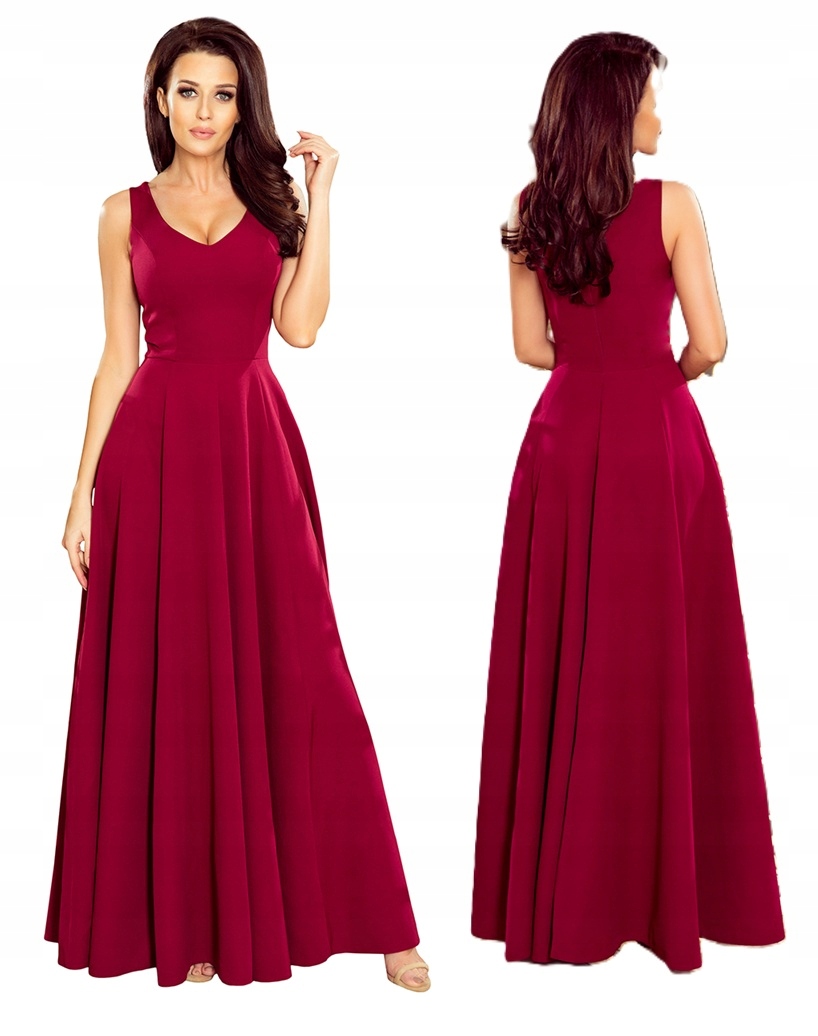 Krásná Dlouhá Banketová Sukně S Hlubokým Výstřihem Bordó S