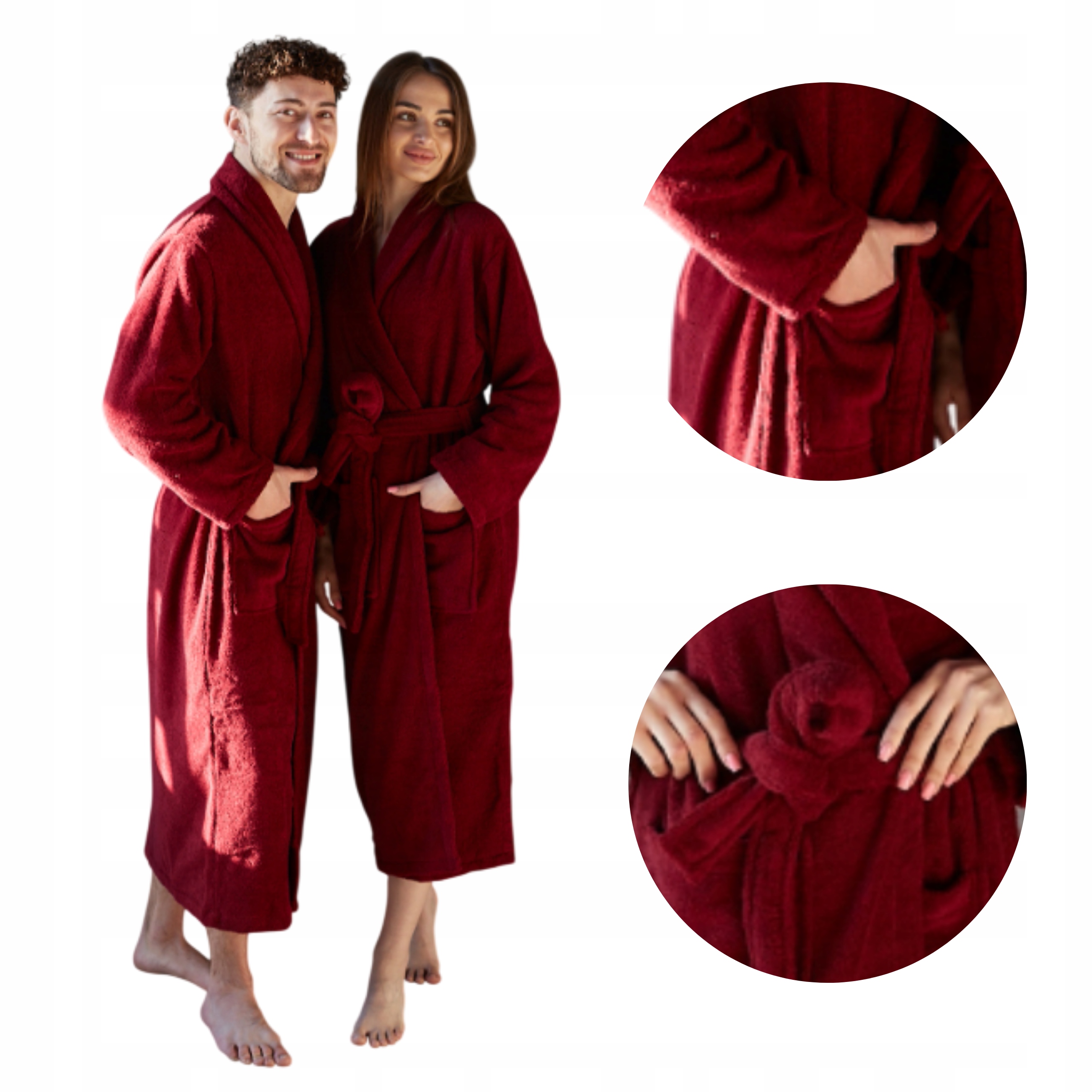 Unisex Froté Županová Kapsa Župan 100% Bavlněná Bordó M