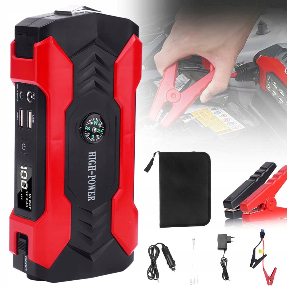 Rozrusznik Samochodowy Jump Starter Powerbank 12V Rozruch 28000MAH Z Led