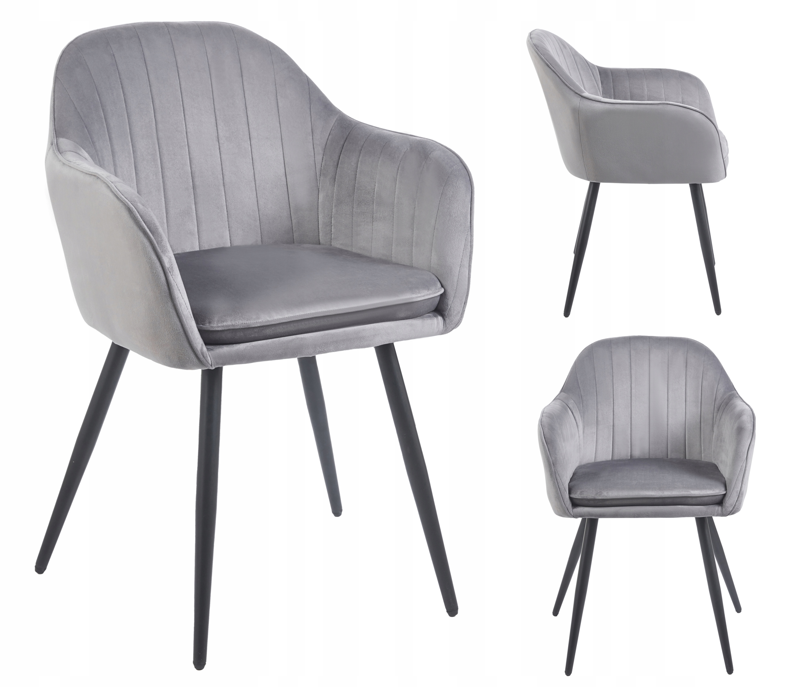 Krzesło Tapicerowane Welurowe Velvet Szare 813 Do Salonu Jadalni Kuchni