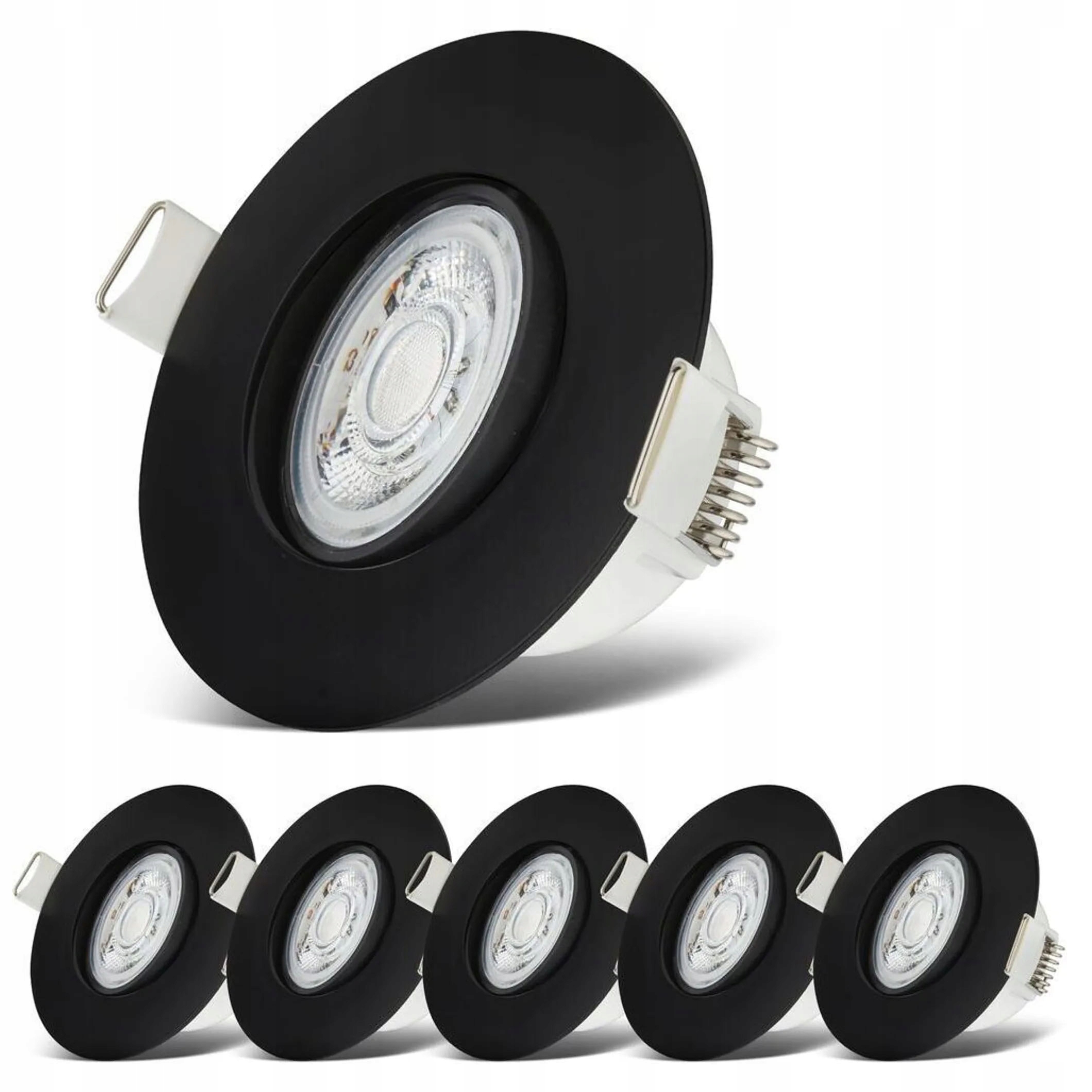 Kulaté Stropní Svítidlo 6x4,9W černé IP65 Výklopné zapuštěné do koupelny kuchyně obývacího pokoje