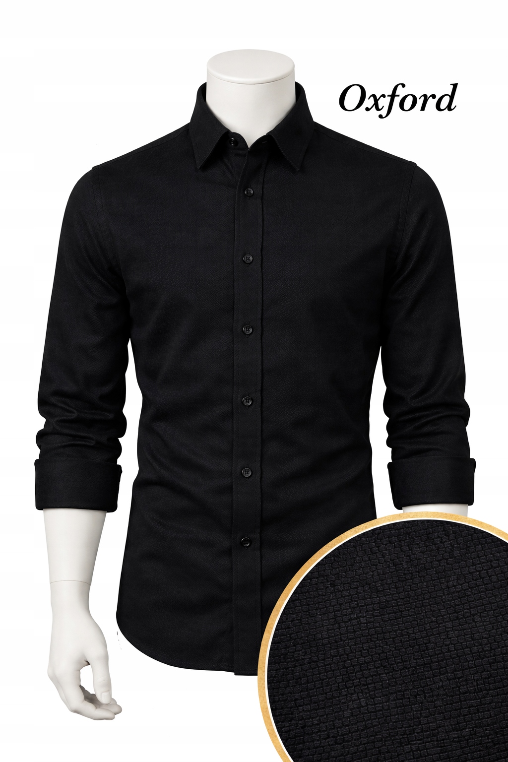 Pánská košile Viadi Polo Černá Slim Fit Velikost M dlouhý rukáv Oxford