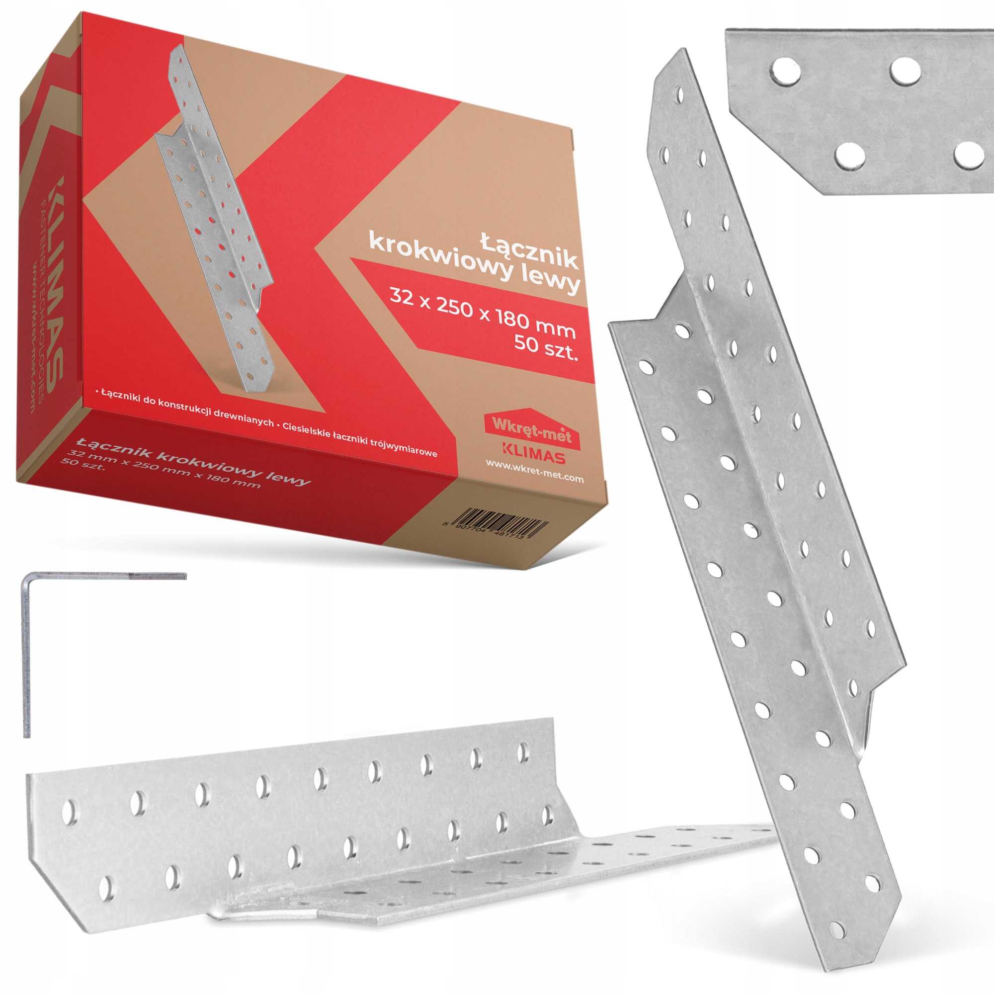 50x Krokvová Tesárska Spojka 32x250x180 Ľavá Plátková Uholník St 1K-P