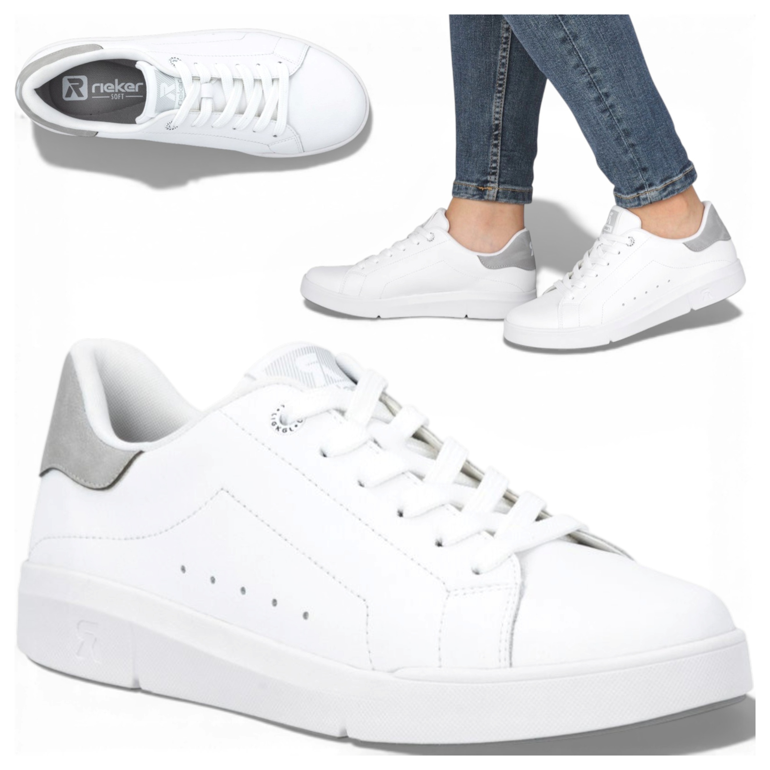 40 Rieker Dámské polobotky Přírodní Kůže Šněrovací Jarní Pohodlné Módní