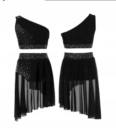 Strój Do Gimnastyki Komplet Balet Sukienka Czarna Do Tańca 152 158 2493