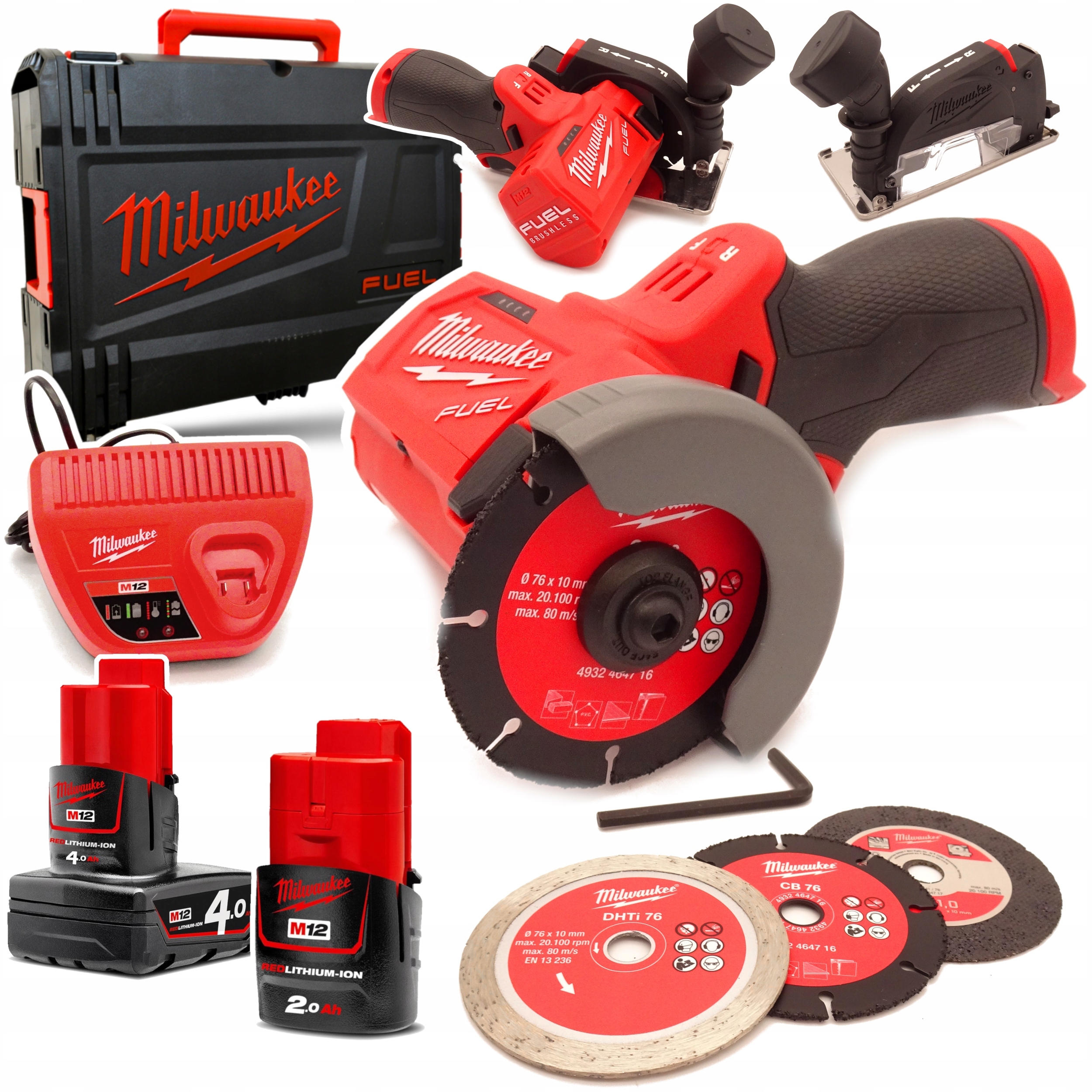 Milwaukee M12 FCOT-422X Szlifierka Kątowa Zestaw 4933464619