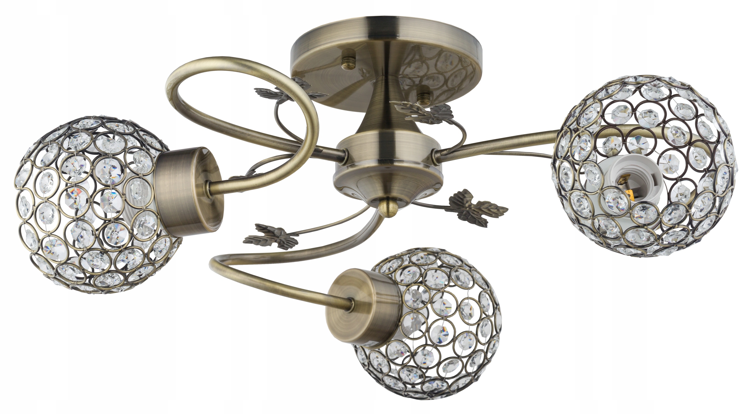 

Lampa Sufitowa Żyrandol Kryształowa Plafon Mosiądz