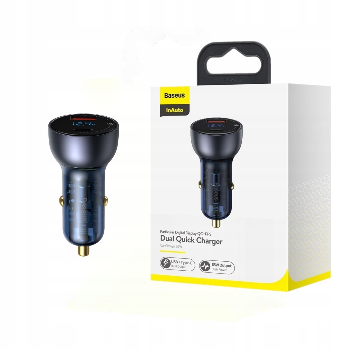 Ładowarka samochodowa Baseus QC3.0+PD 5A 65W USB-C