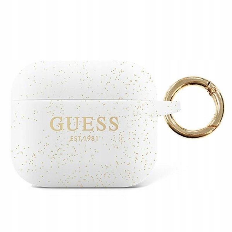 Guess Silicone Glitter Case Est Etui Airpods Pro (biały)