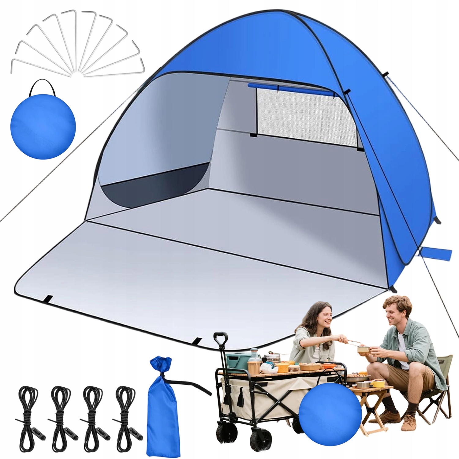 Stan Rychlý Rozklad 2-3 Osoby 220 X 190 CM Síť Okno Proti Větru