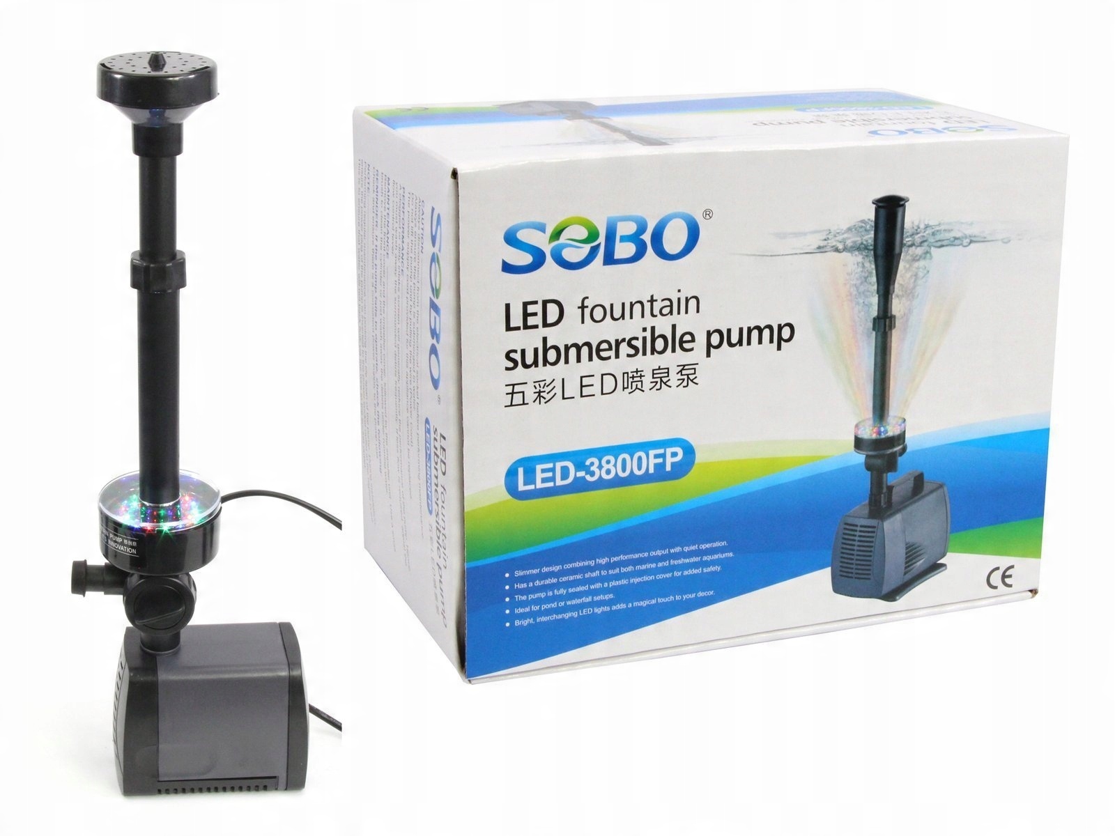 

Sobo Pompa Fontanna 2000l/h Z Oświetleniem Led Rgb