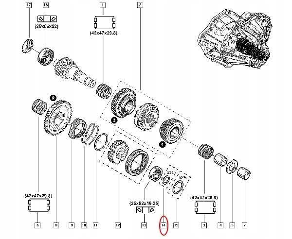 PODKLADKI SKRZYNI BIEGOW PF6 RENAULT 7701471586 Gearbox type Manual