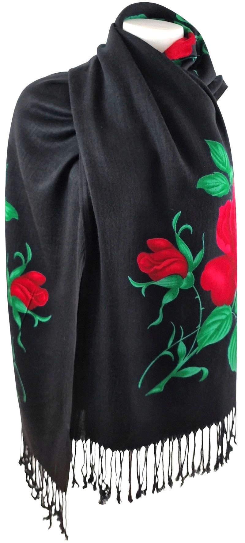 Chusta Ludowa w Kwiaty Szal Bawełna Róże Góralska Apaszka 68 x 180 cm. Marka inna