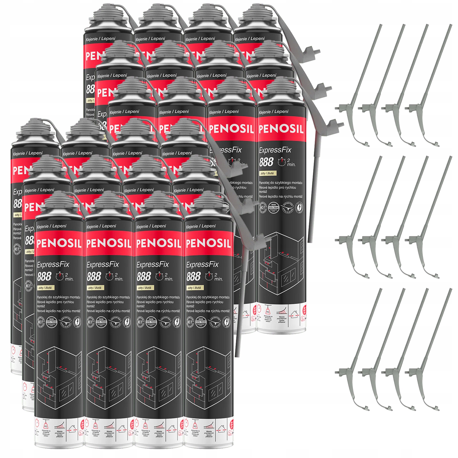 24 x Rychlé pěnové lepidlo na polystyren a vlnu Osb Penosil ExpressFix 888