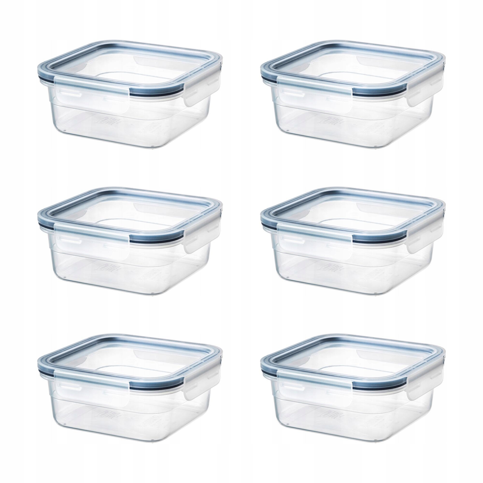 6 ks Nádoba na potraviny 750 ml čtvercová s víkem Ikea 365+