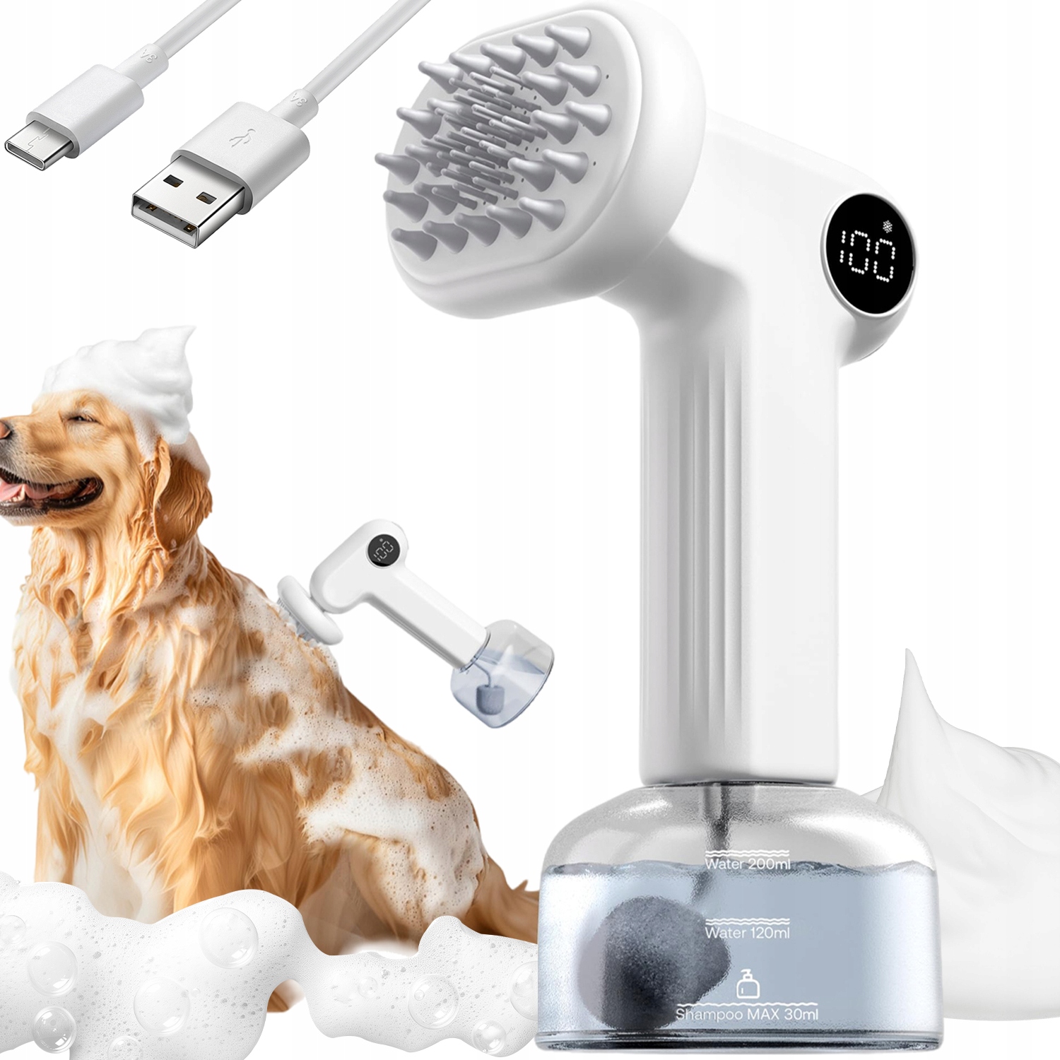 Automatický pěnový stroj pro zvířata 300 ml 1000 mAh Usb bílý