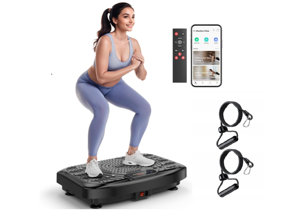 Platforma wibracyjna fitness z taśmami trening całego ciała