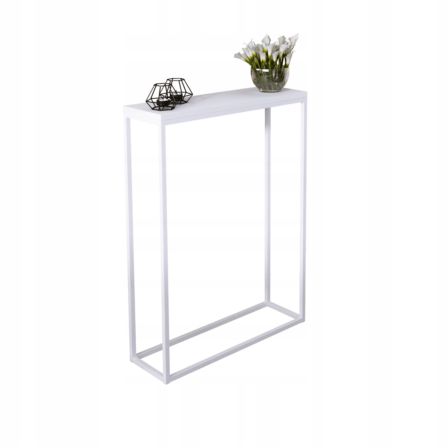 Nowoczesna Konsola Toaletka Przedpokój Loft 60x20x80 Biała+Blat Biały Mat