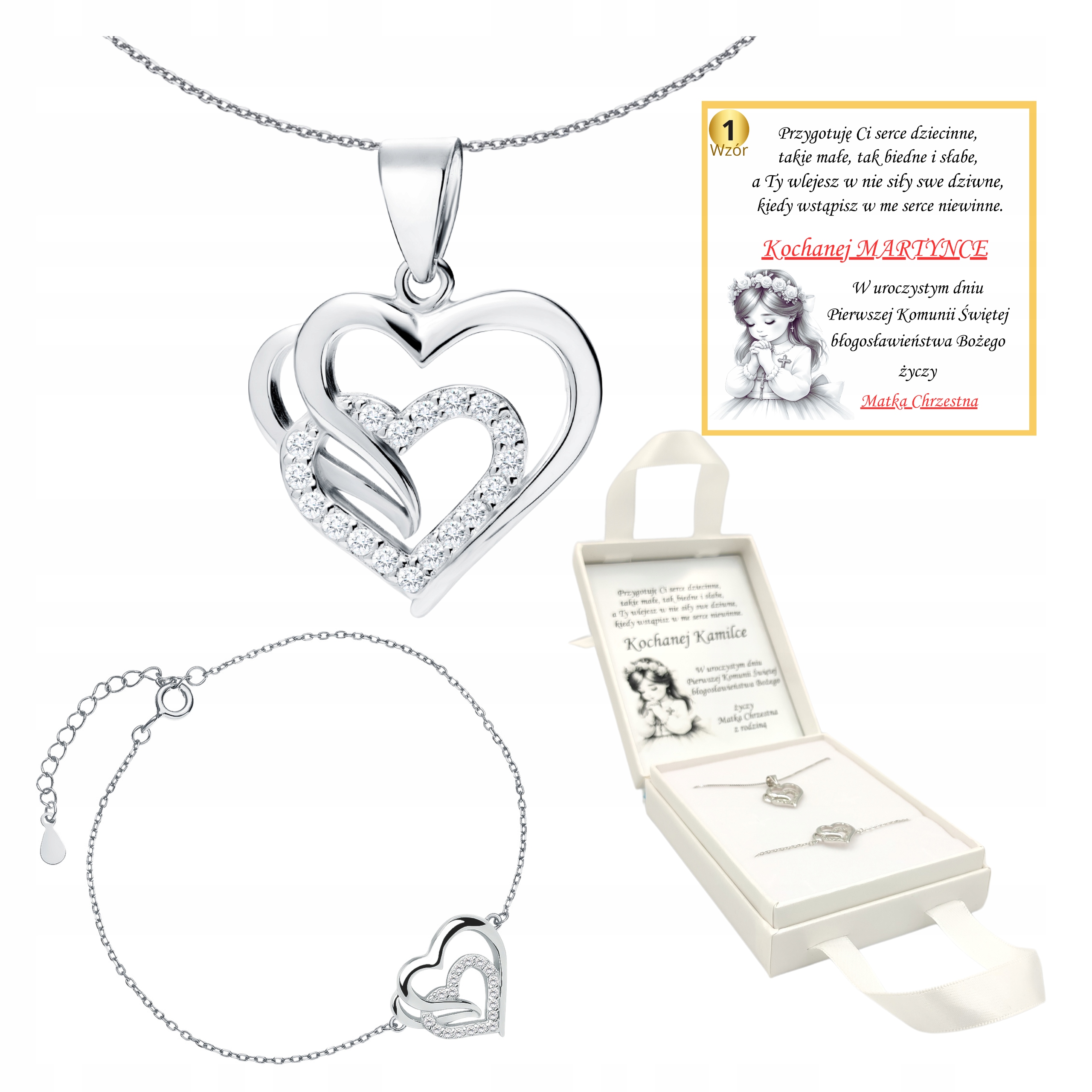 Stříbrný Komplet Šperků Dárek K Přijímání Pro Dívku Srdce