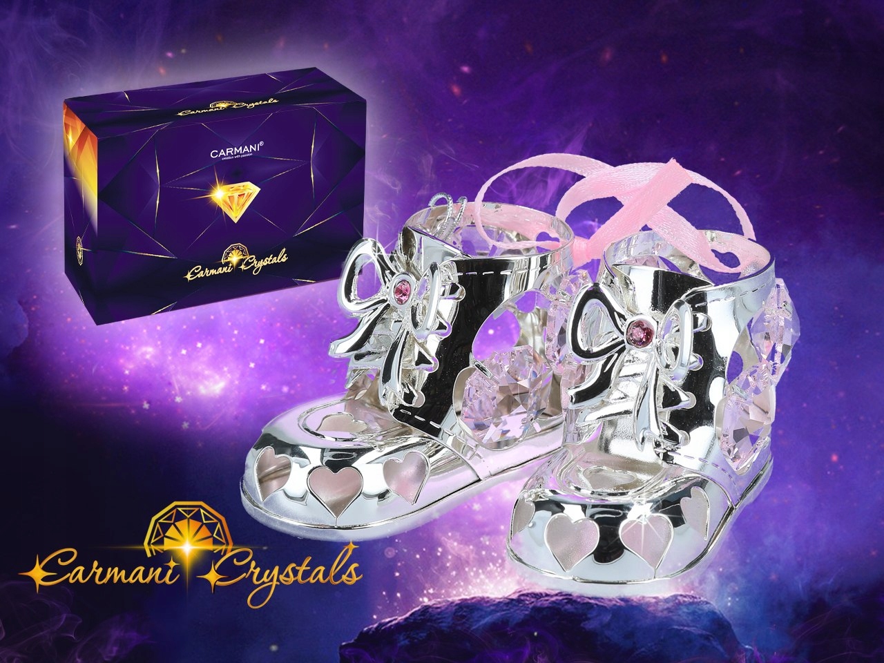 Dievčenské strieborné topánočky produkty s Carmani Crystals
