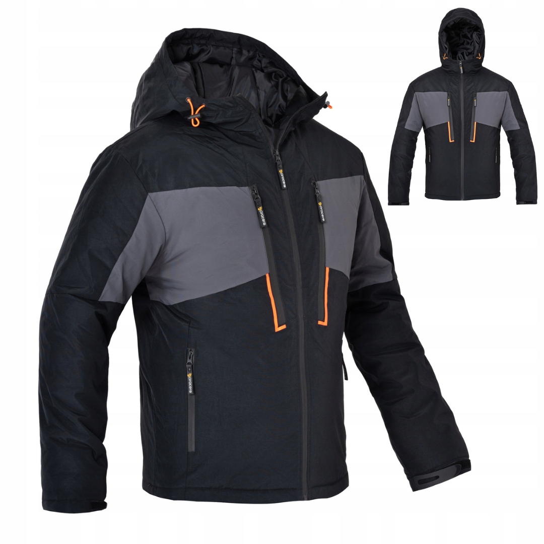 Kurtka zimowa męska ocieplana na zimę z kapturem czarna XL