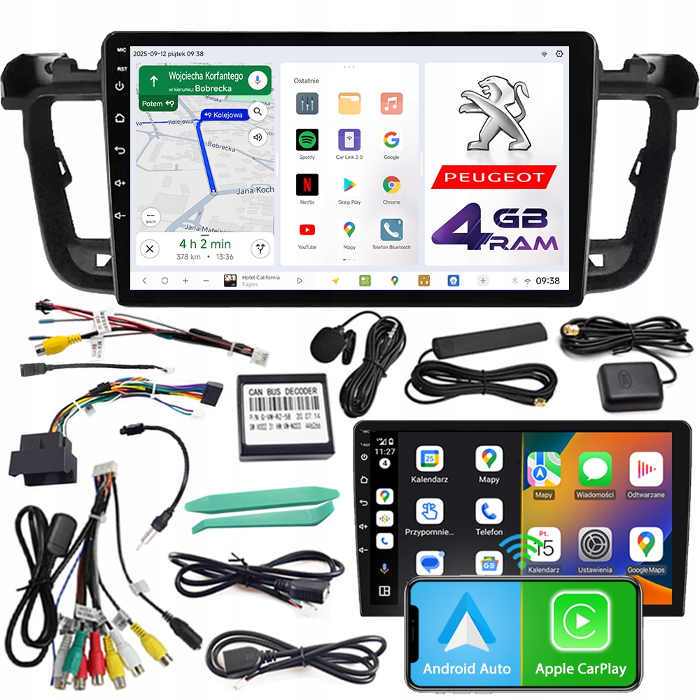 Autorádio Ncs D9 Peugeot 508 2010-2018 Android Navigace 4GB Lte