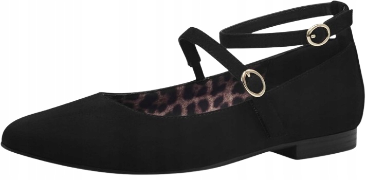 Tamaris Černé Baleríny S Ozdobnými Proužky A Mandlovou Špičkou, Velikost 40