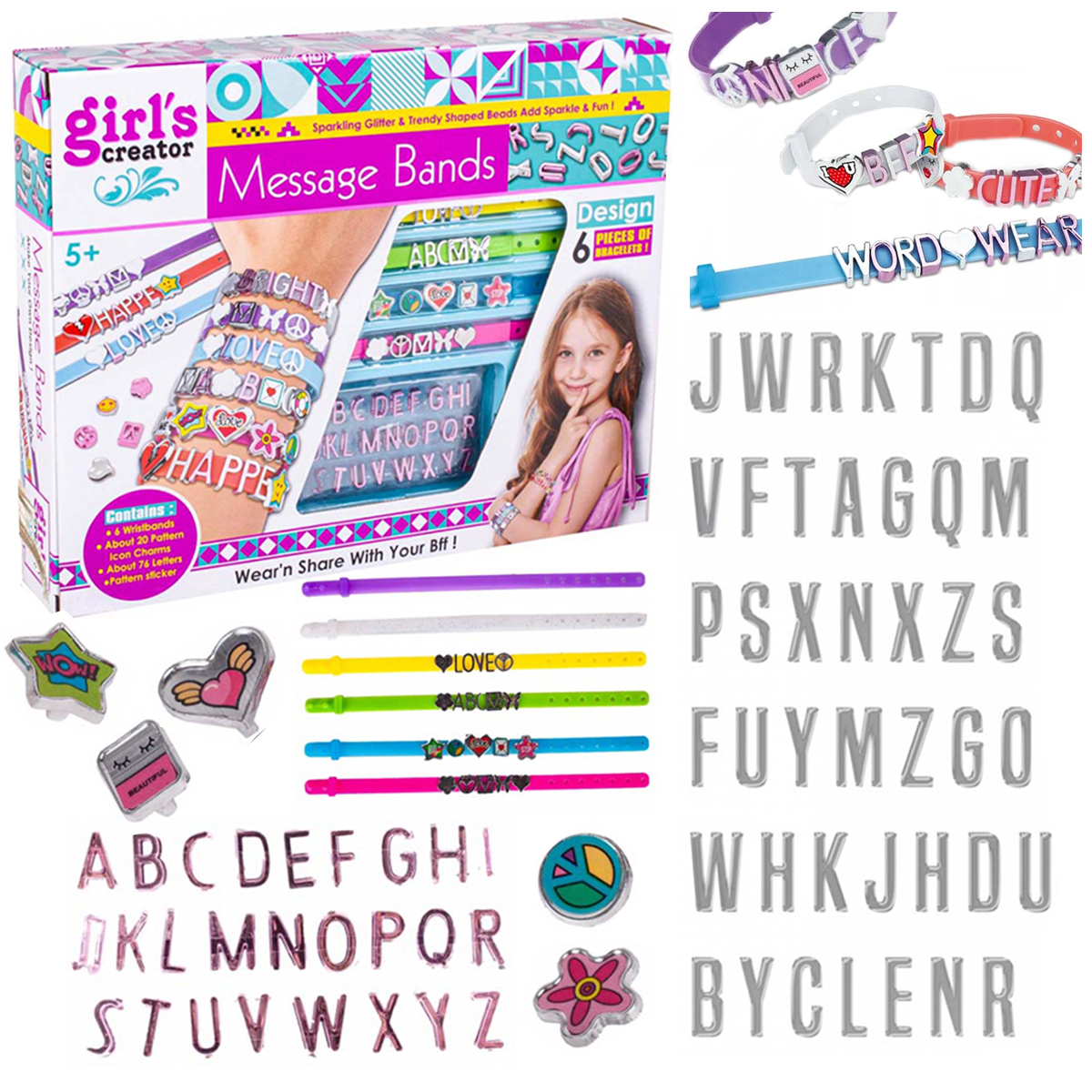 IMIENNY ZESTAW KORALIKÓW DO ROBIENIA BRANSOLETEK LITERY BRANSOLETKI PREZENT