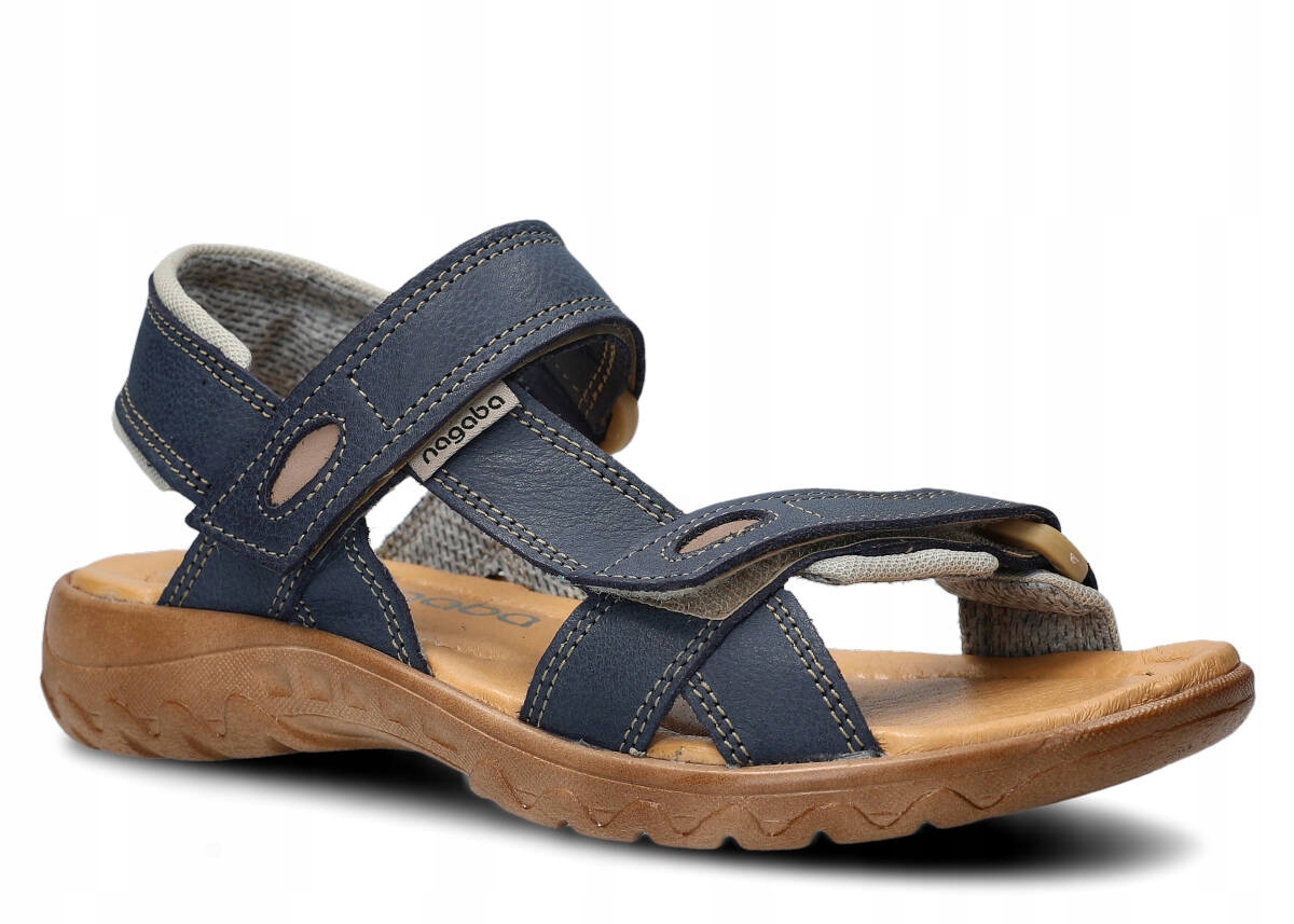Dámské Kožené Sandály Tmavě Modré Nagaba 168 Pohodlné, Polské 38