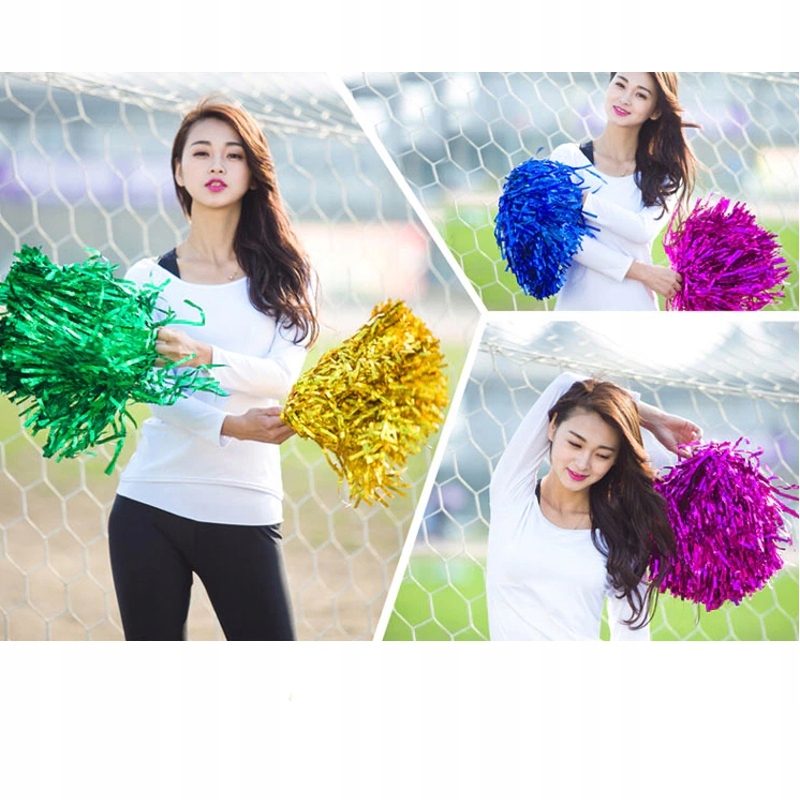 SREBRNE POMPONY POMPON CHEERLEADERKI CZIRLIDERKI 2 szt EAN (GTIN) 6900180715838