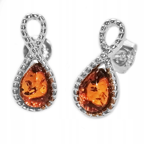 Stříbrné Náušnice z baltského Jantaru Stříbro ze Stříbra dárek k Velikonoce