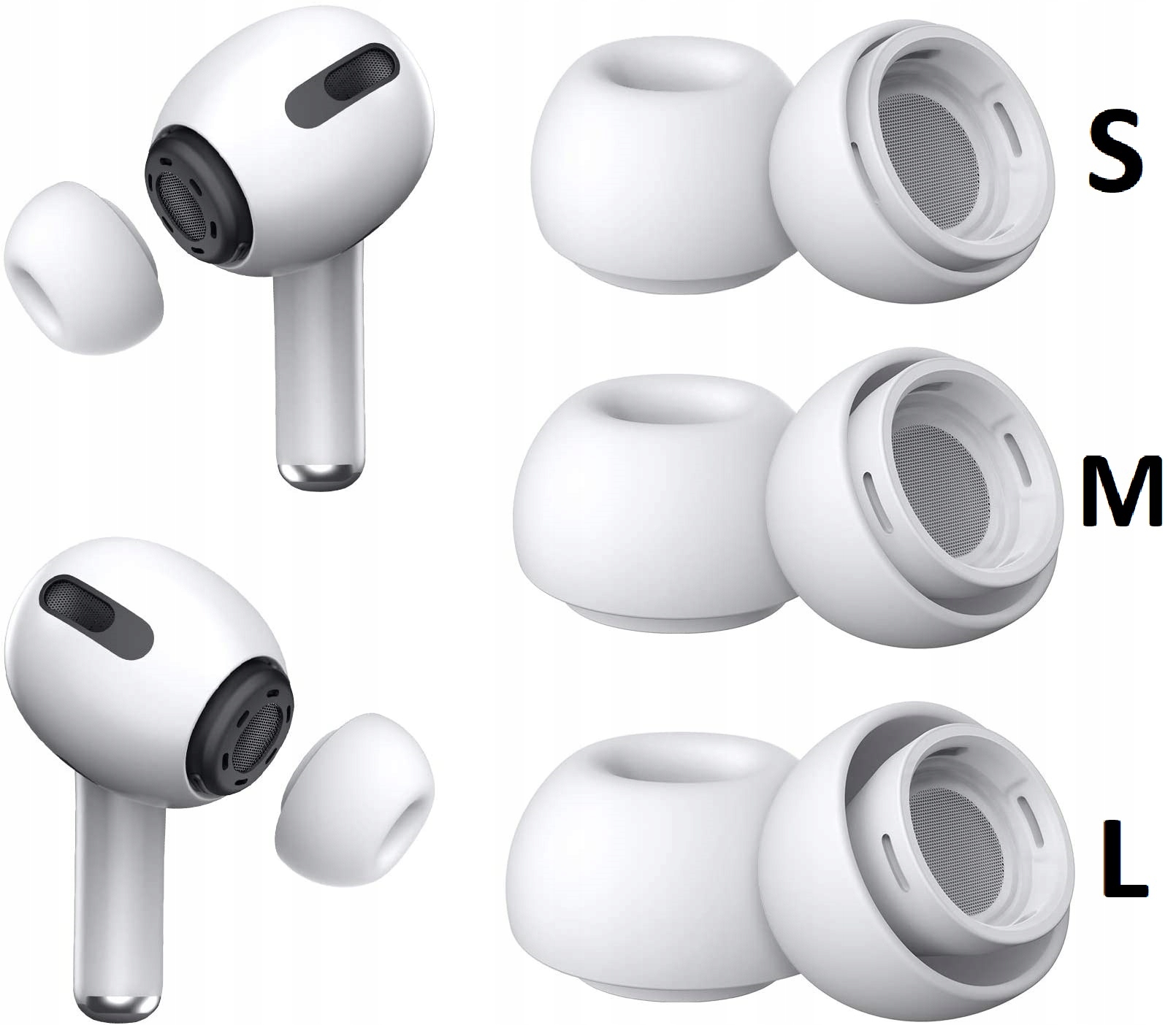 

Gumki Nakładki Douszne do Apple Airpods Pro S M L