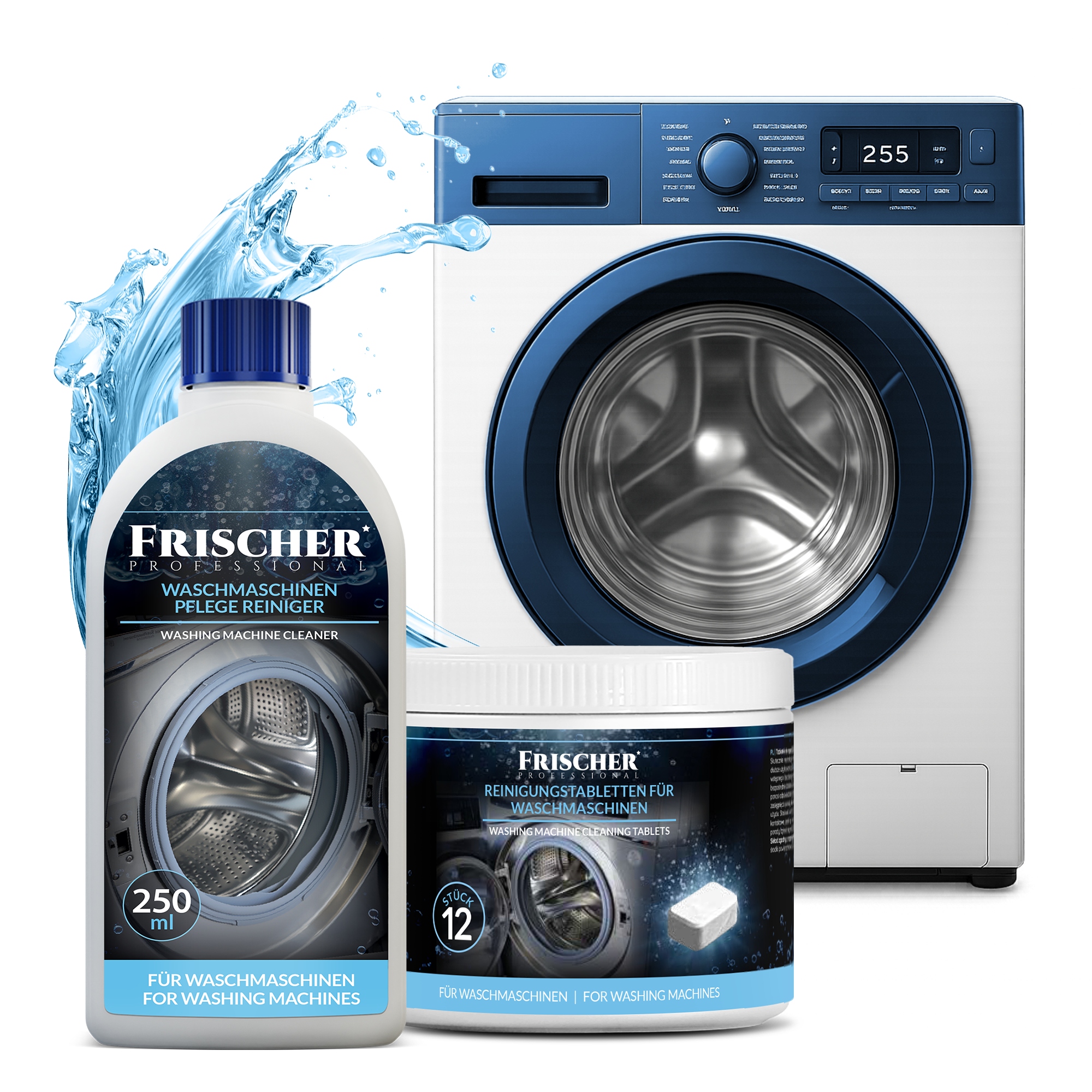 ZESTAW 2W1 TABLETKI DO CZYSZCZENIA PRALKI + PŁYN DO CZYSZCZENIA PRALKI