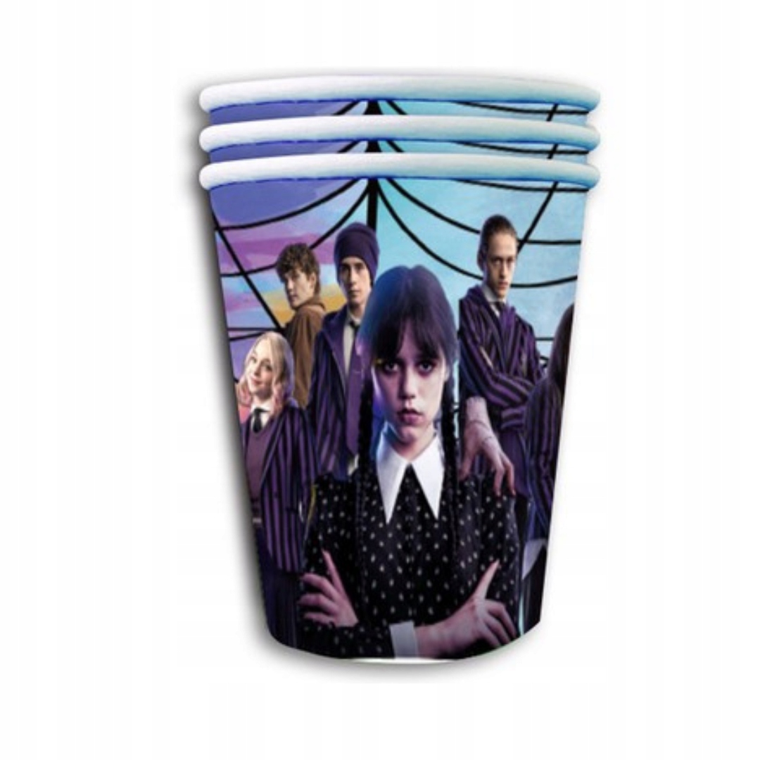 ZESTAW NA IMPREZĘ URODZINOWĄ Wednesday Addams Pojemność 250 ml