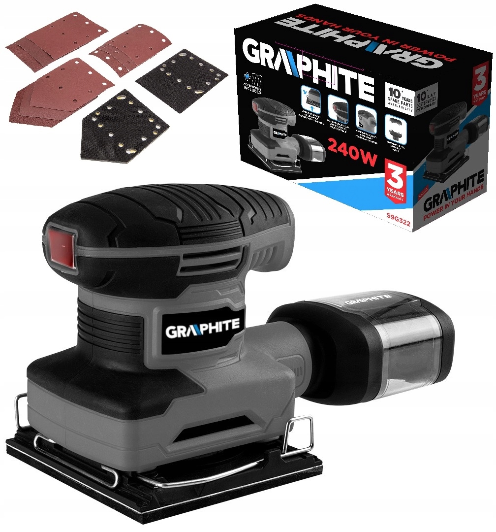 GRAPHITE орбитальная шлифовальная машина 240 Вт 3 фута