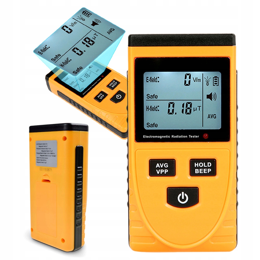 Měřič Elektromagnetického Pole Tester Vln 1V/m-1999V/m, 0.01-99.99uT LCD
