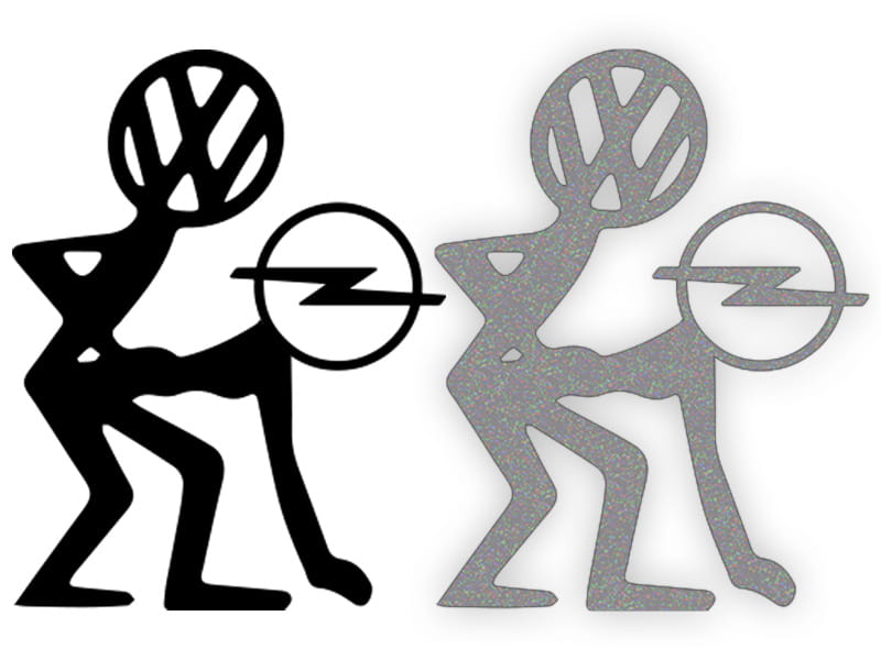 VW vs OPEL - Naklejka na samochód na auto - ODBLAS